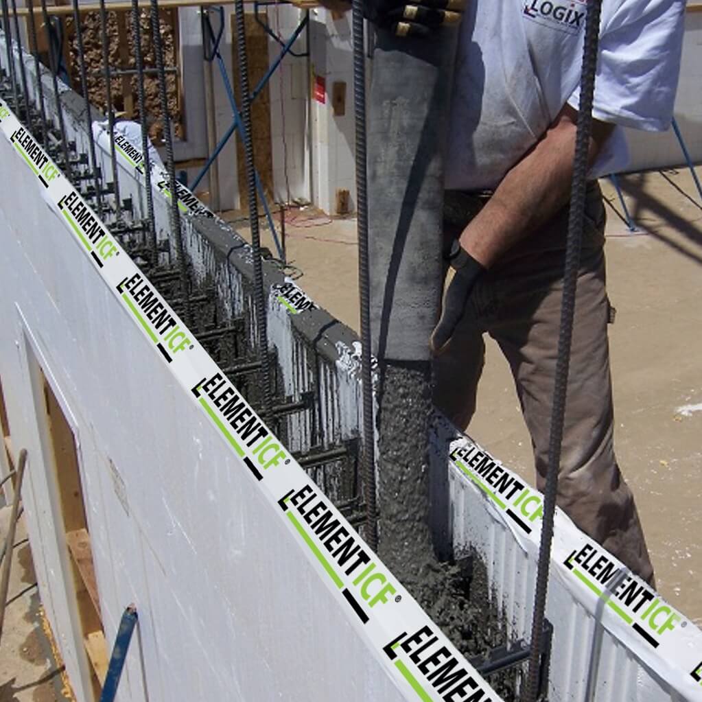 Rebar and reinforcement installed inside an Element ICF wall