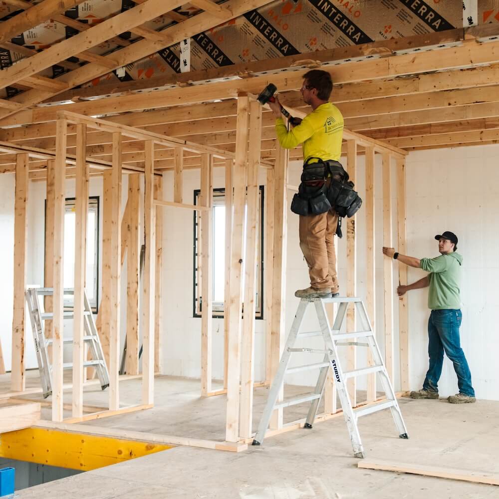 Interior framing and finish work inside an Element ICF home