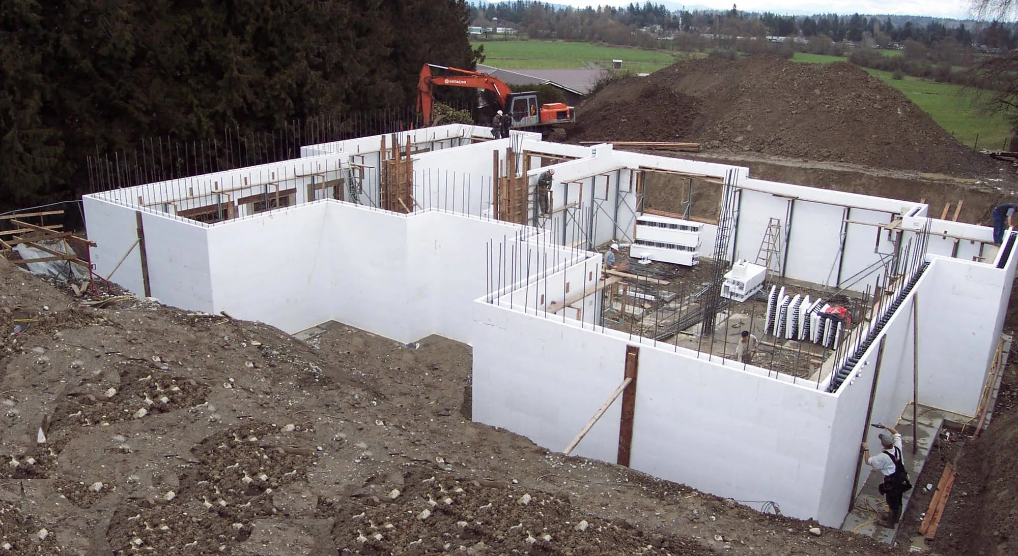 Element ICF walls under construction on a high-performance build